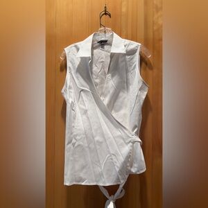 Brooks Brother White Sleeveless Wrap Top